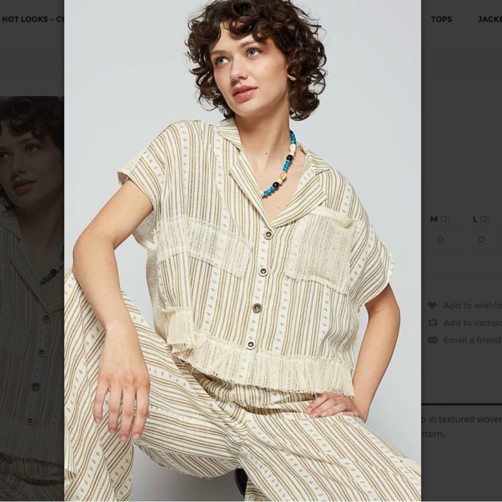 NEW - POL Striped Beige Textured Woven Top Jacket
